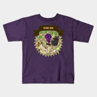 Grape Jam - Cute Cats and Grapes Canning Label Kids T-Shirt